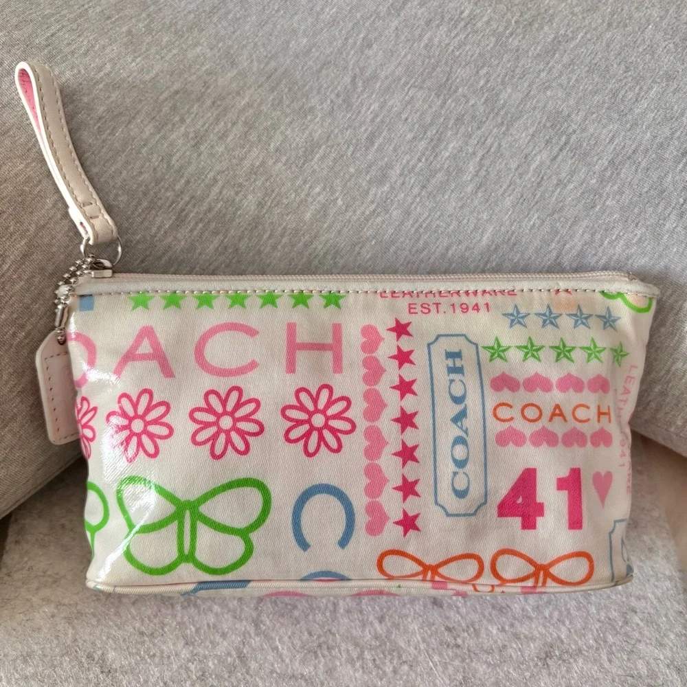 Coach Poppy Multicolor Graphic Cosmetic Bag- Vintage - Picture 1 of 5